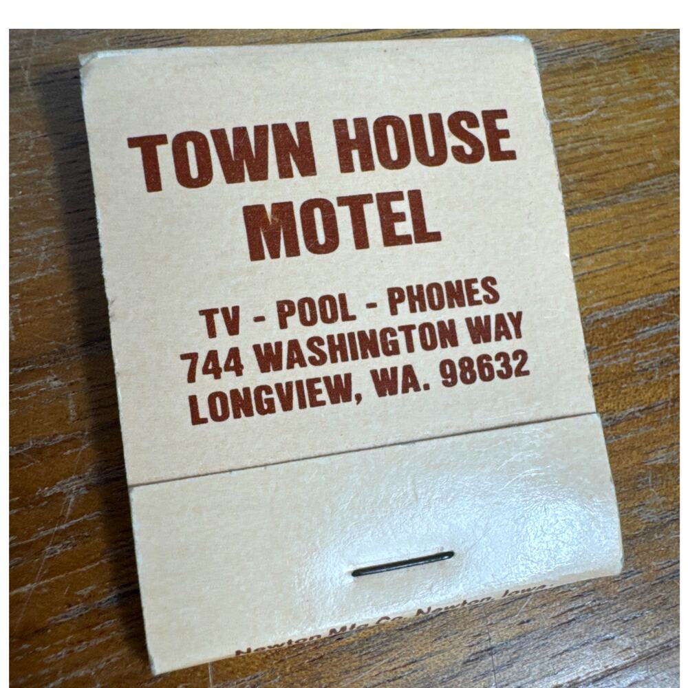 Vintage Longview Washington Town House Motel Matchbook PNW Southern WA Ephemera